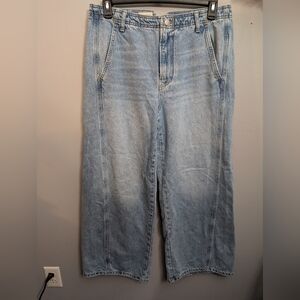 Pilcro Ultra Wide Leg Jeans Women’s 30 Light Wash Boho 100% Cotton